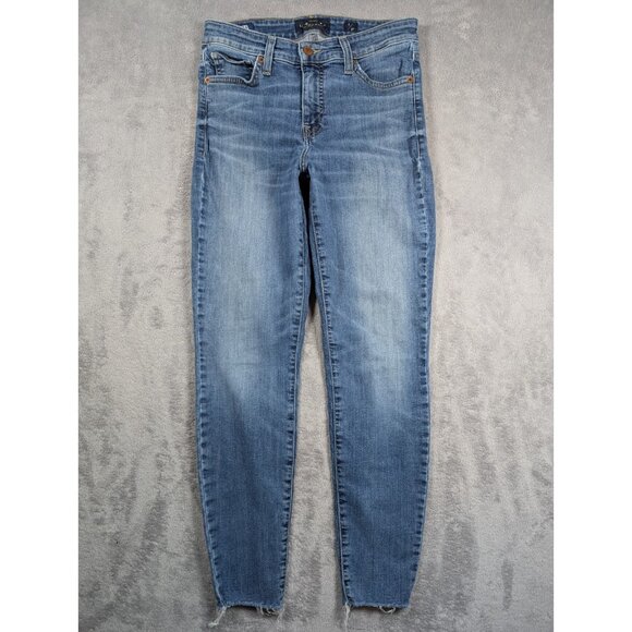 Lucky Brand Ava Super Skinny Jeans Womens Size 4 27 Distressed Hem Mid Rise - Picture 1 of 13